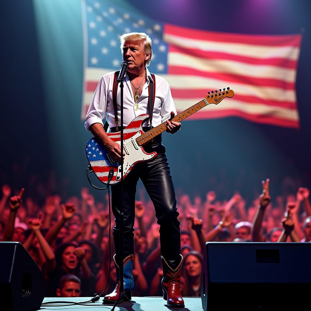 Confident President Trump Performs with Patriotic Flair