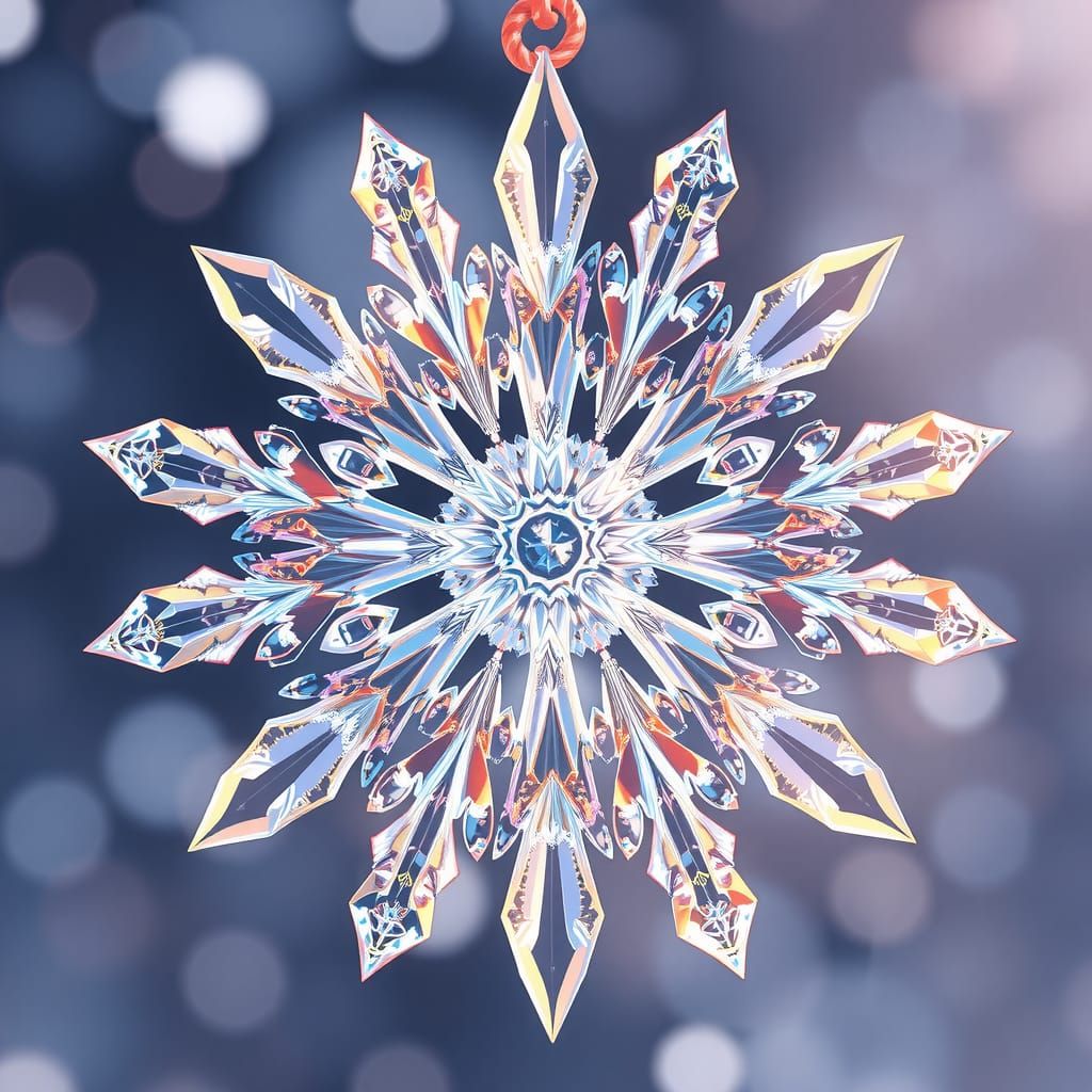 Detailed 3D Anime Crystal Snowflake Art