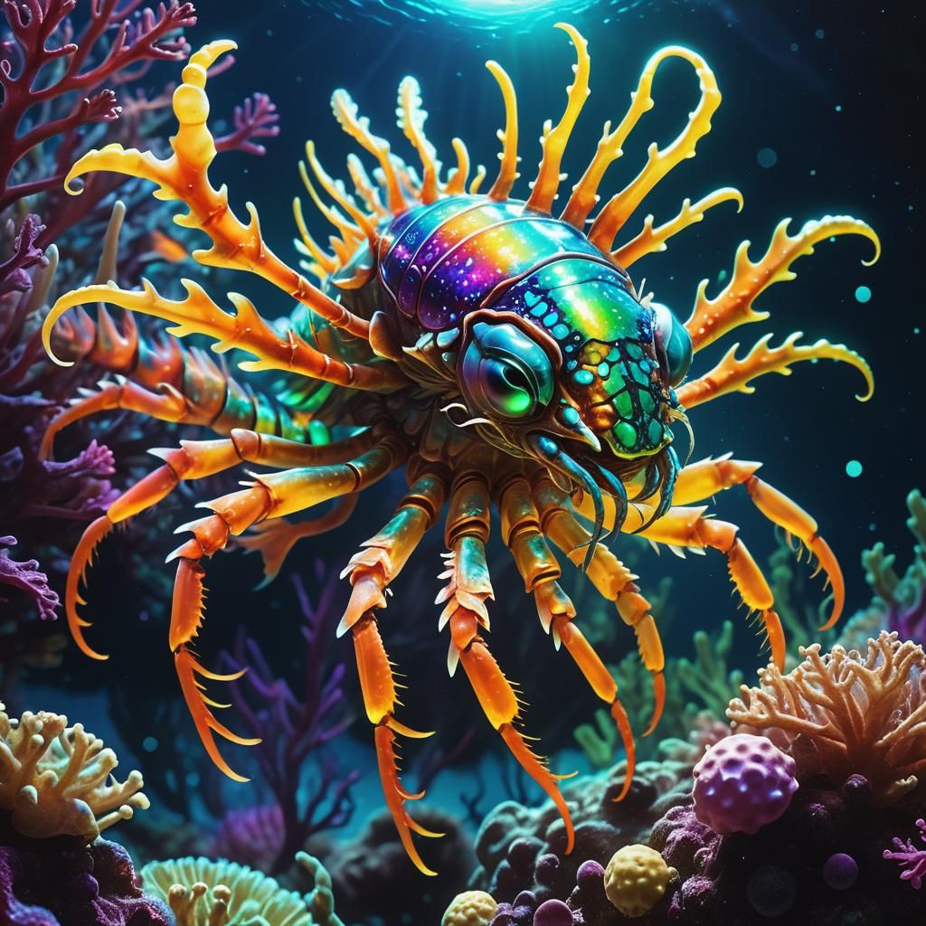 Bioluminescent Sea Creature on Alien Planet in Digital Art