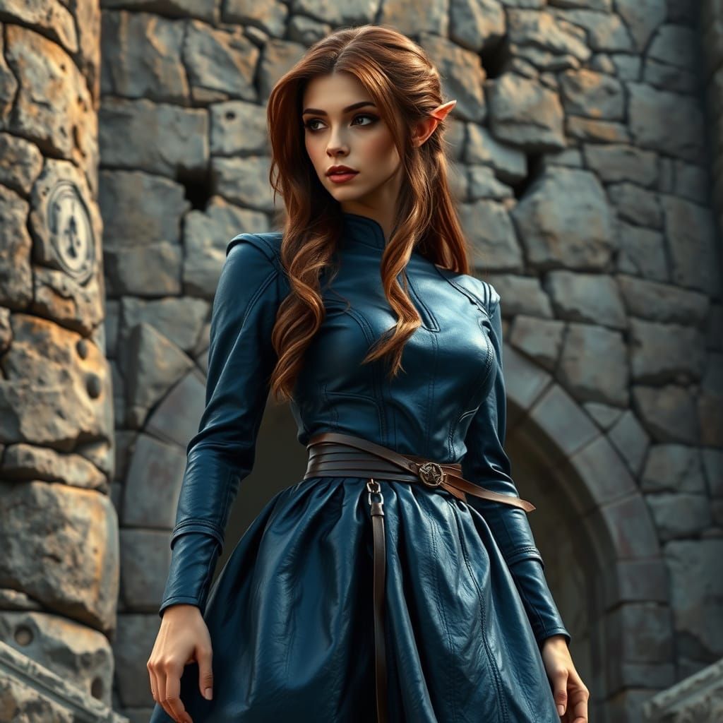 Elegant Elven Woman in Hyperrealistic Style