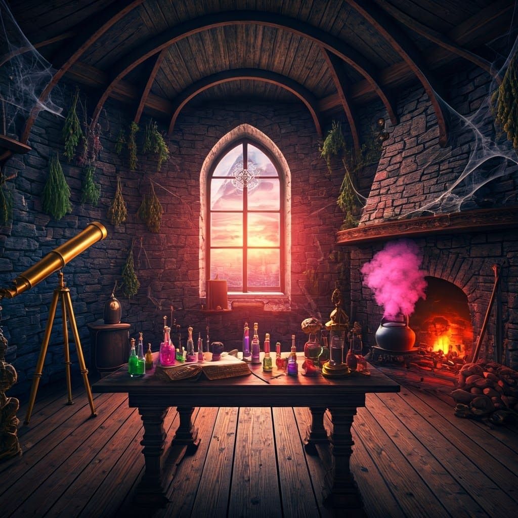 Ethereal Wizards Chamber in a Steampunk Tower