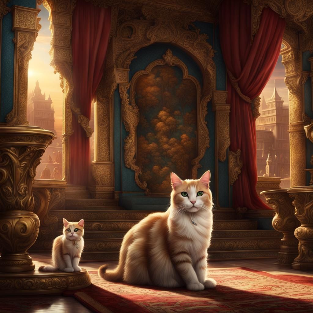Cat Queen's Palace: Royal Intrigue in Fantasy Art