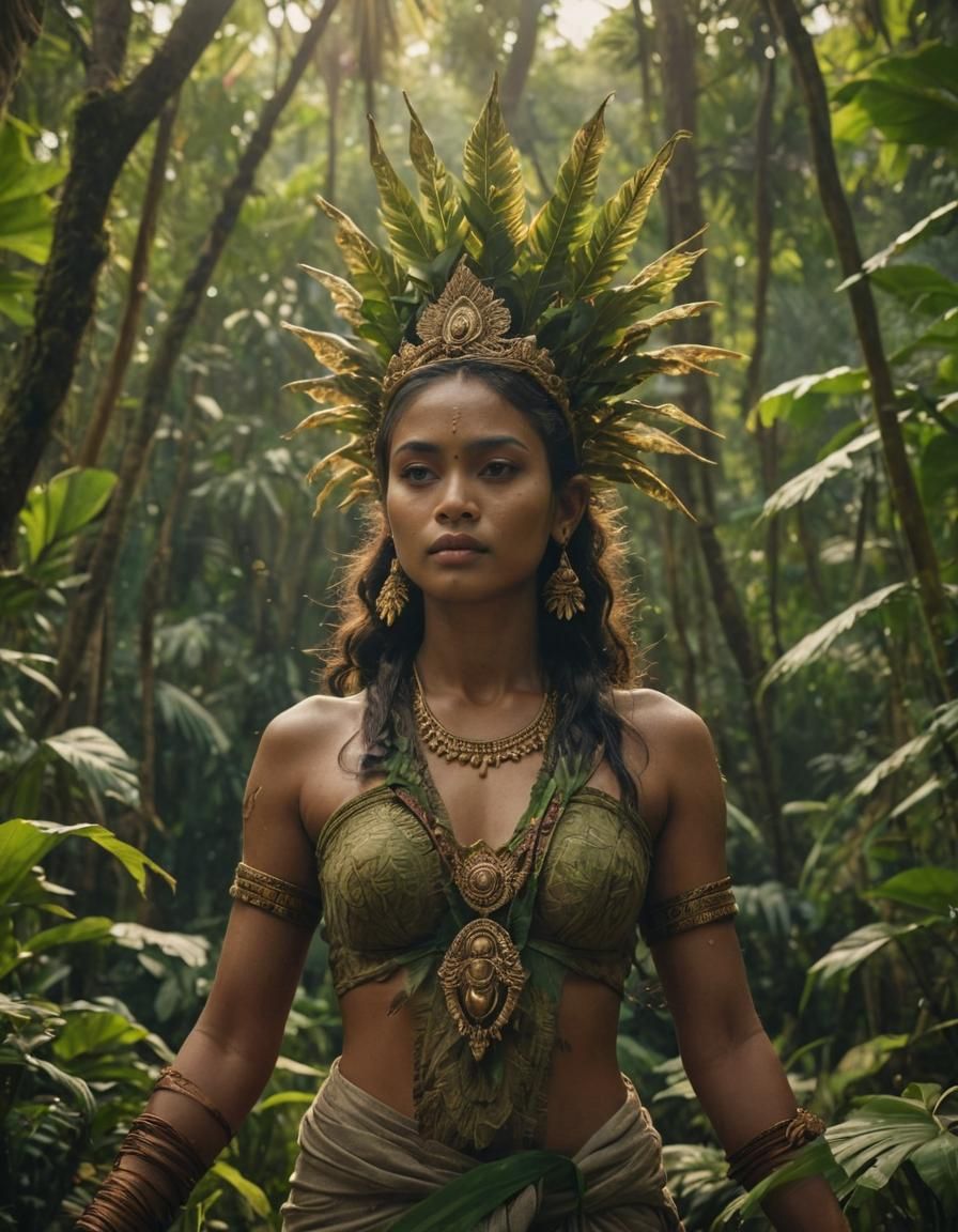 Balinese Goddess Gaia in Lush Tropical Setting