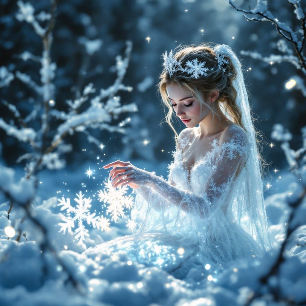 Winter Ice Fairy in Ethereal Beauty