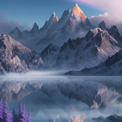 Mont Blanc Rainbow: Epic 3D Videogame Graphic