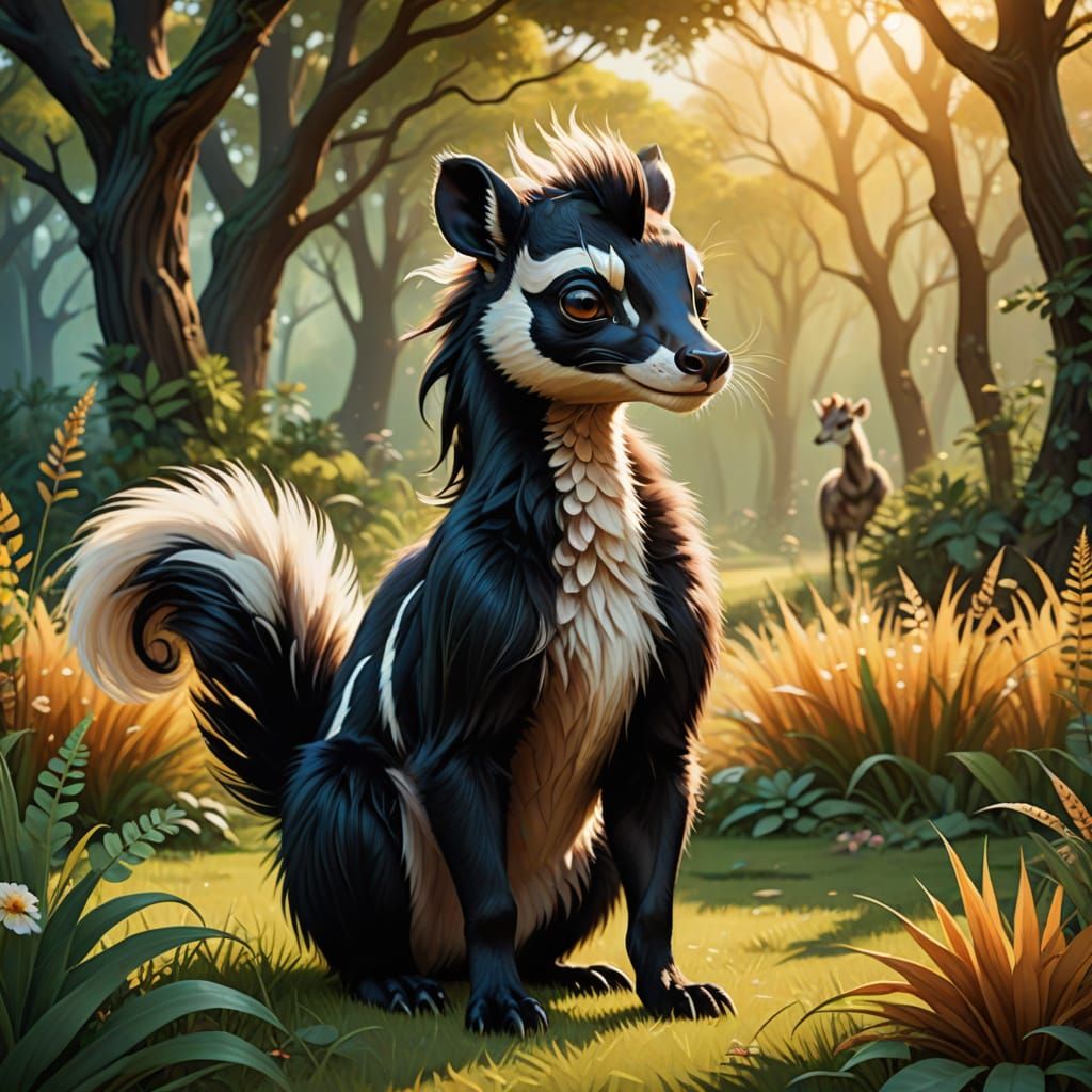 Surreal Skunk-Giraffe Portrait in Vibrant Colors