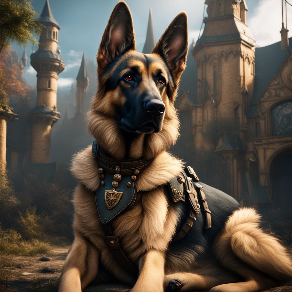 Detailed German Shepherd Matte Painting in 8K