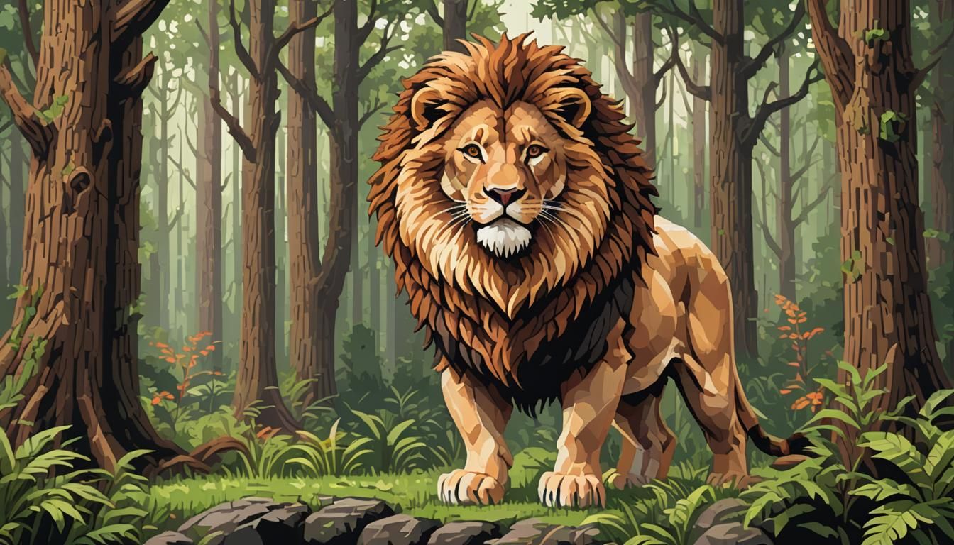 Lion in the Forest