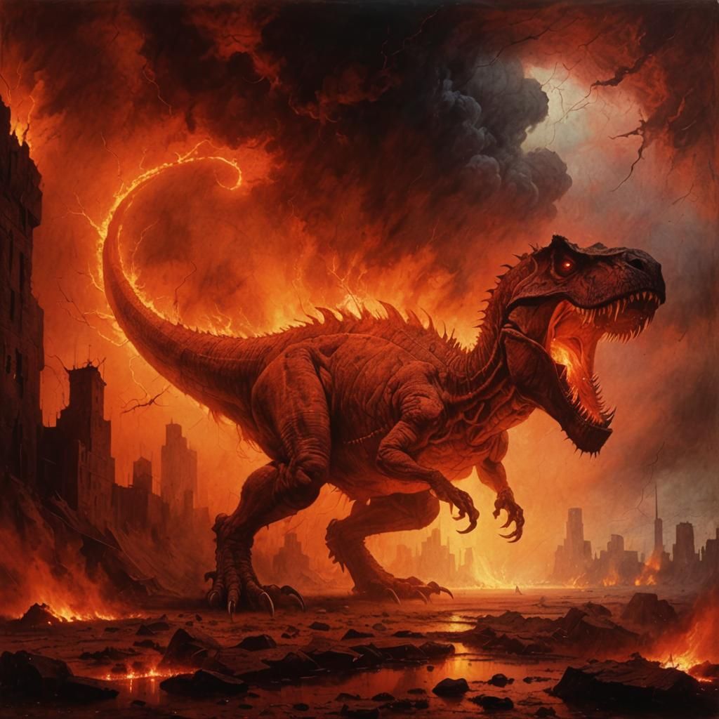 Tyrannosaurus Rex in Brutalist Style