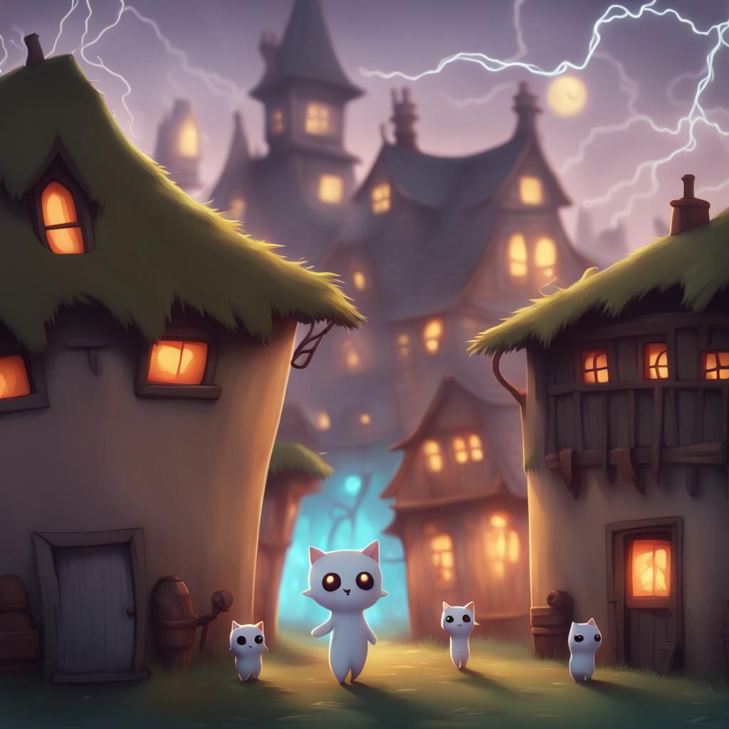Chibi Ghostly Villagers Party in Haunted Village