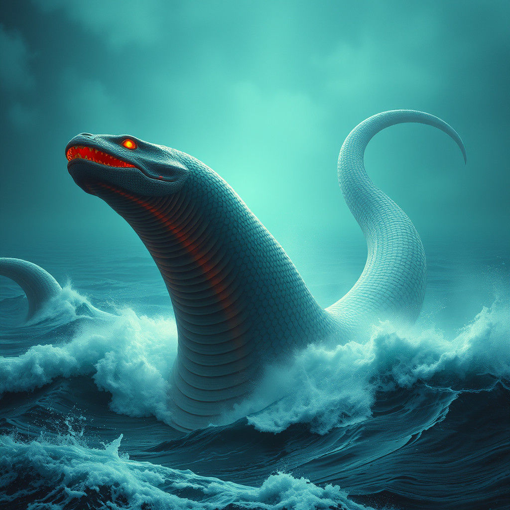 Bioluminescent Sea Serpent Emerges from the Depths