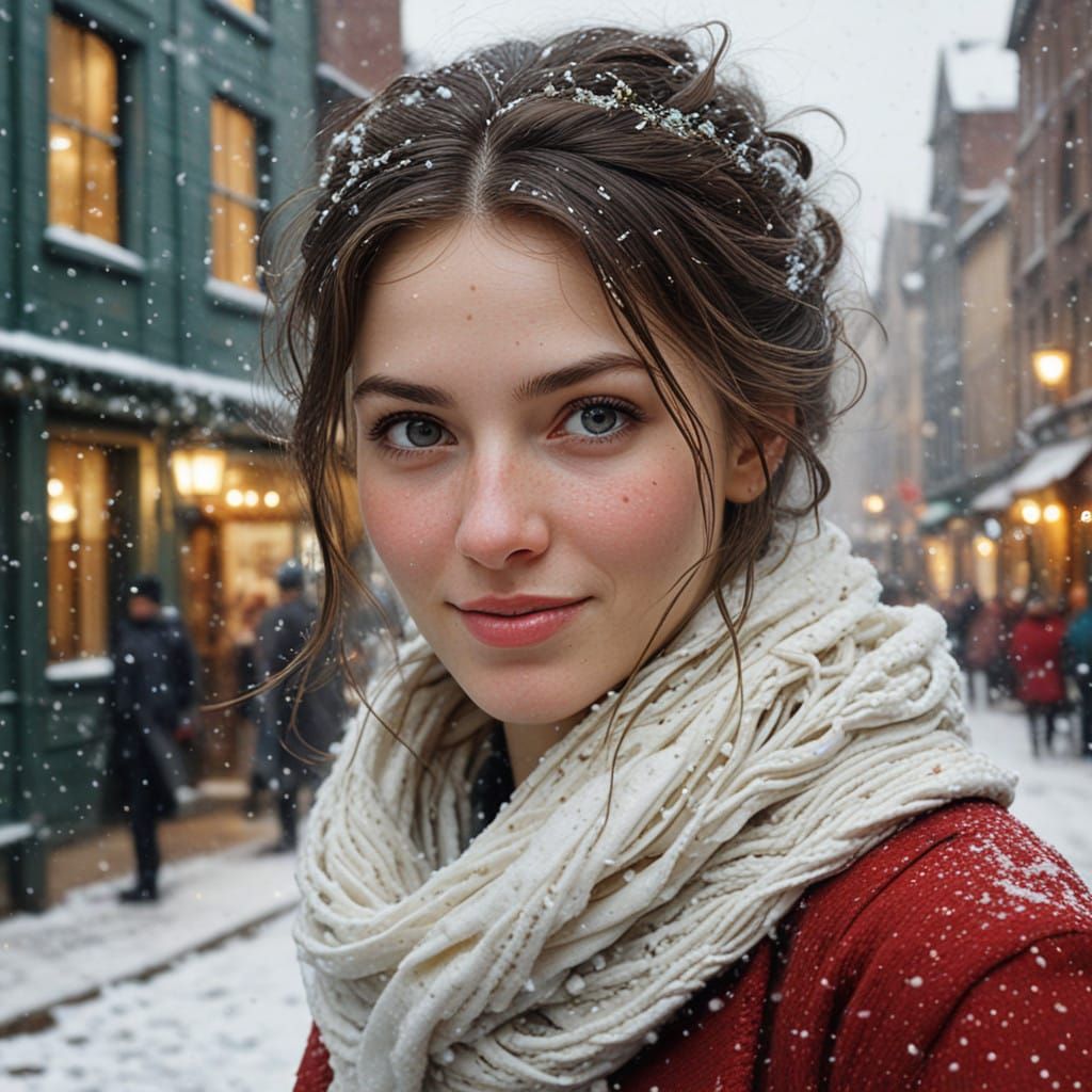 Mischief-filled Christmas Portrait in Festive Village