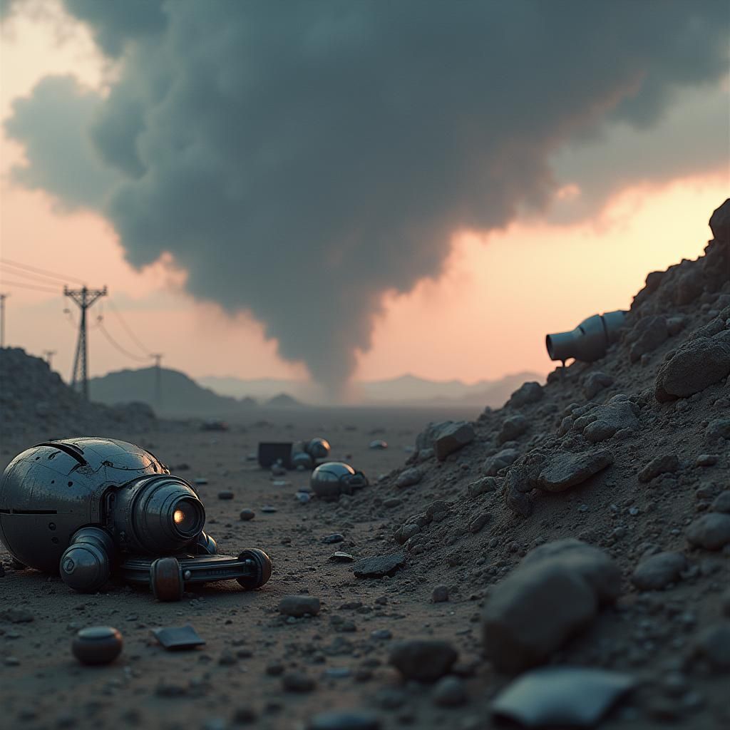 Sci-Fi Tornado at Dusk: Post-Apocalyptic Landscape