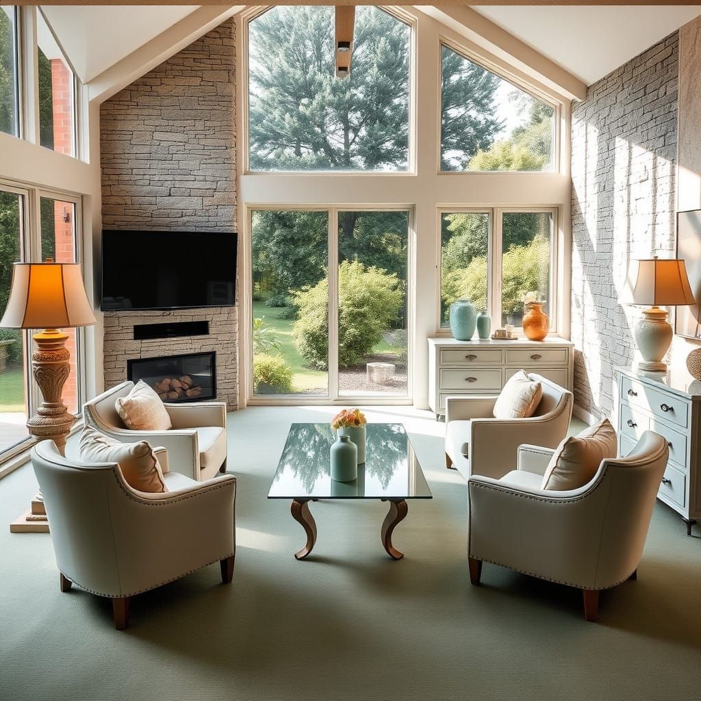 Serene Guest Room in Modern Cottage with Lush Garden Views