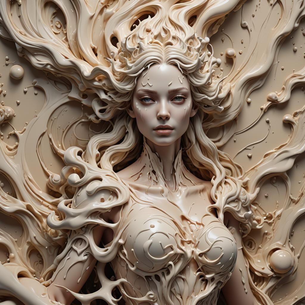 Cream Elemental Woman: Fantasy Concept Art