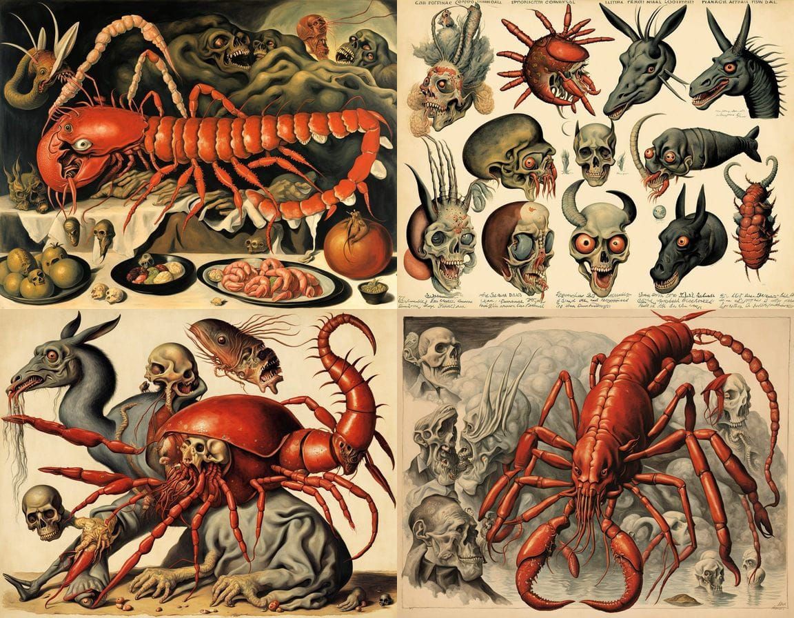 Grotesque Surrealist Creature in a 1940s Spanish Art Style