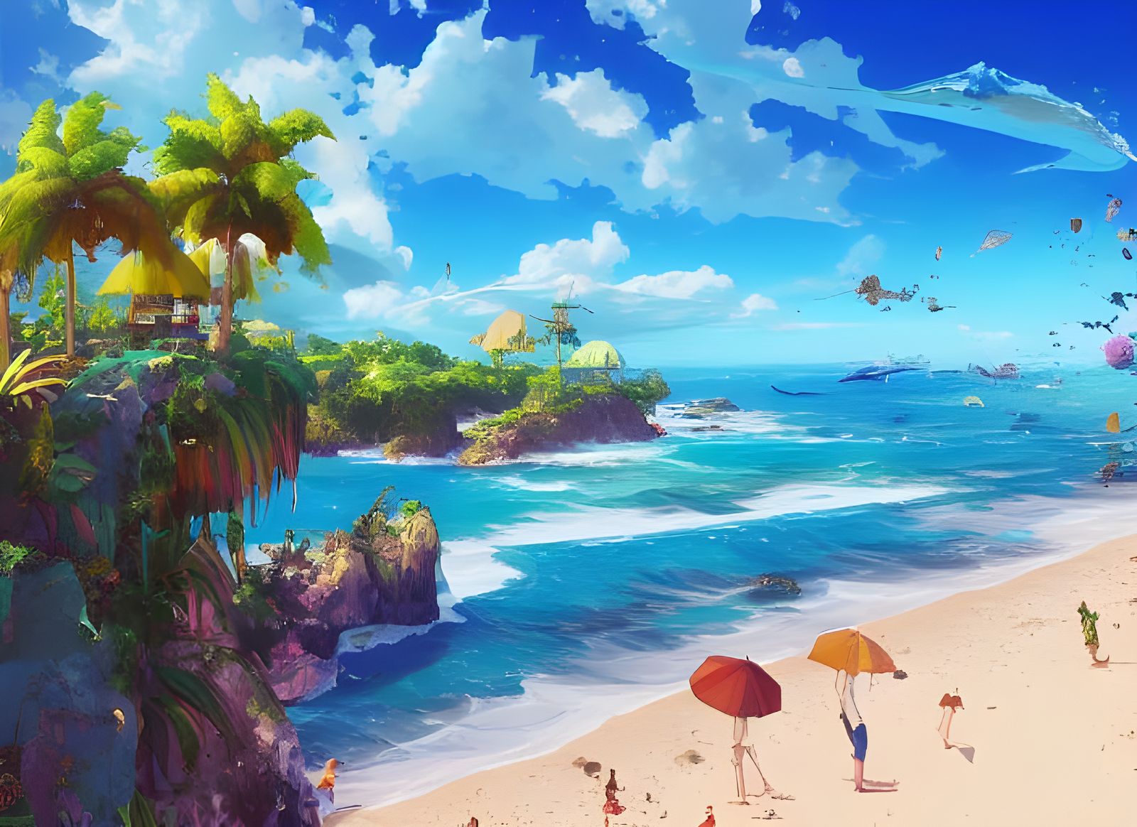 Tropical Beach Paradise with Epic Clouds