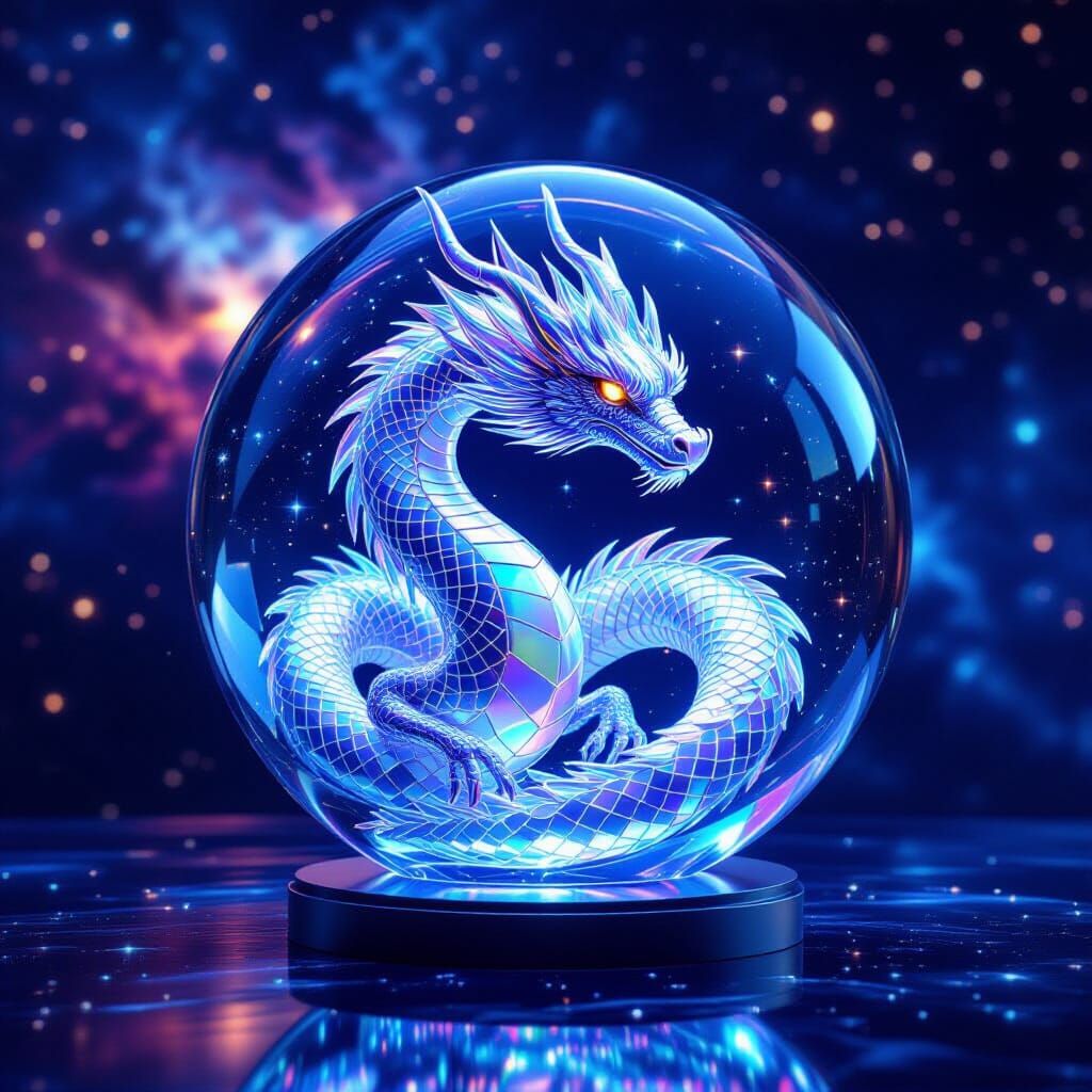 Crystal Dragon in Space Globe