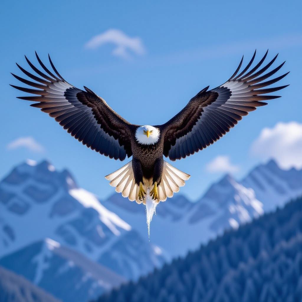 Majestic Ice Eagle Over Snowy Mountains