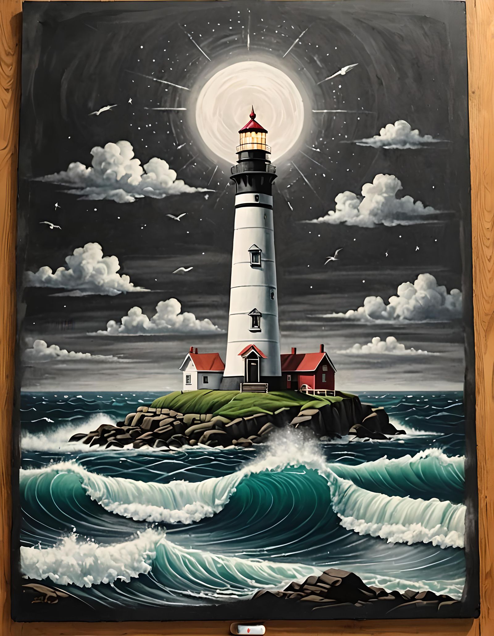 Charming 2D Lighthouse in Chalk Art
