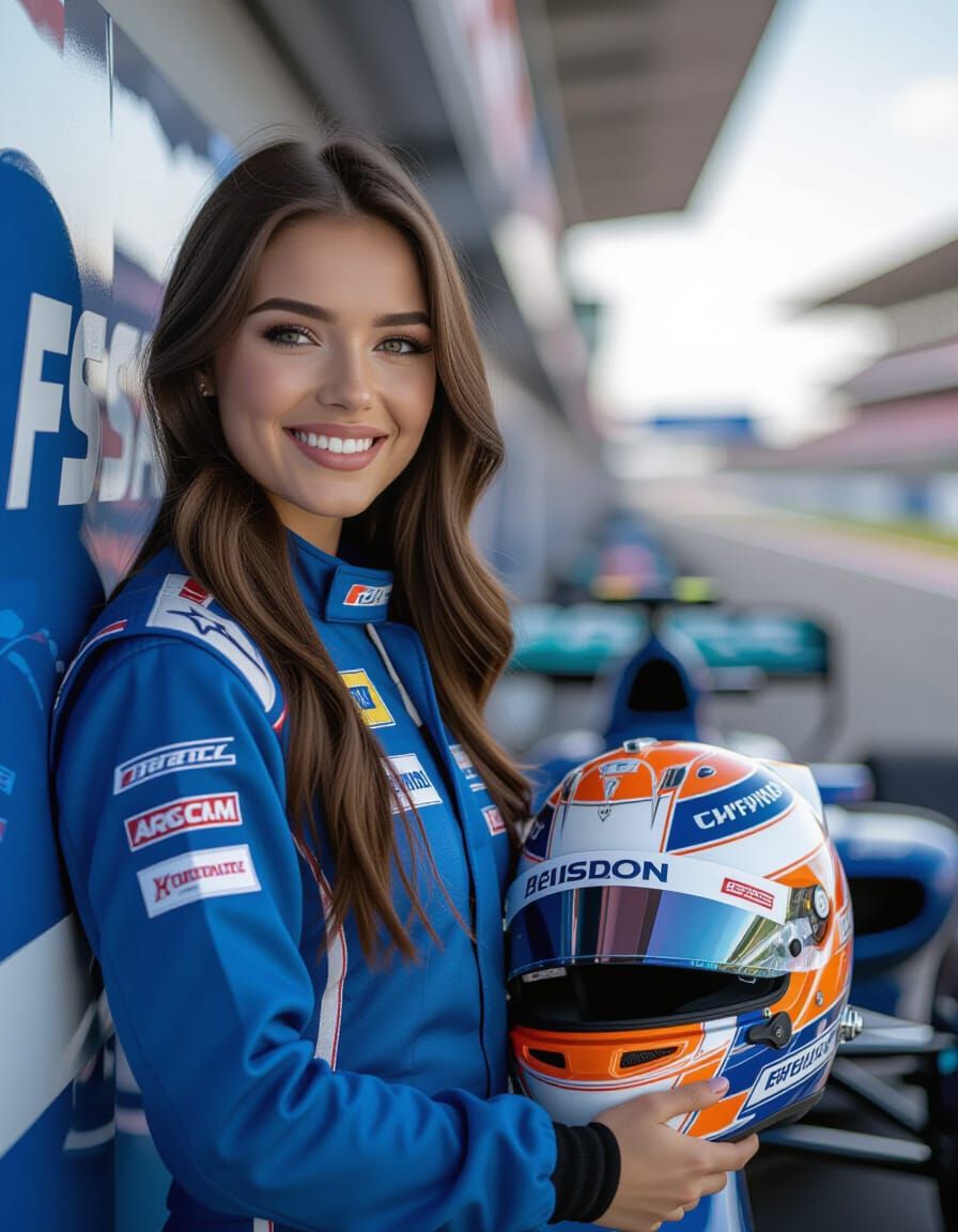 Russian Woman Racer With Formula Car