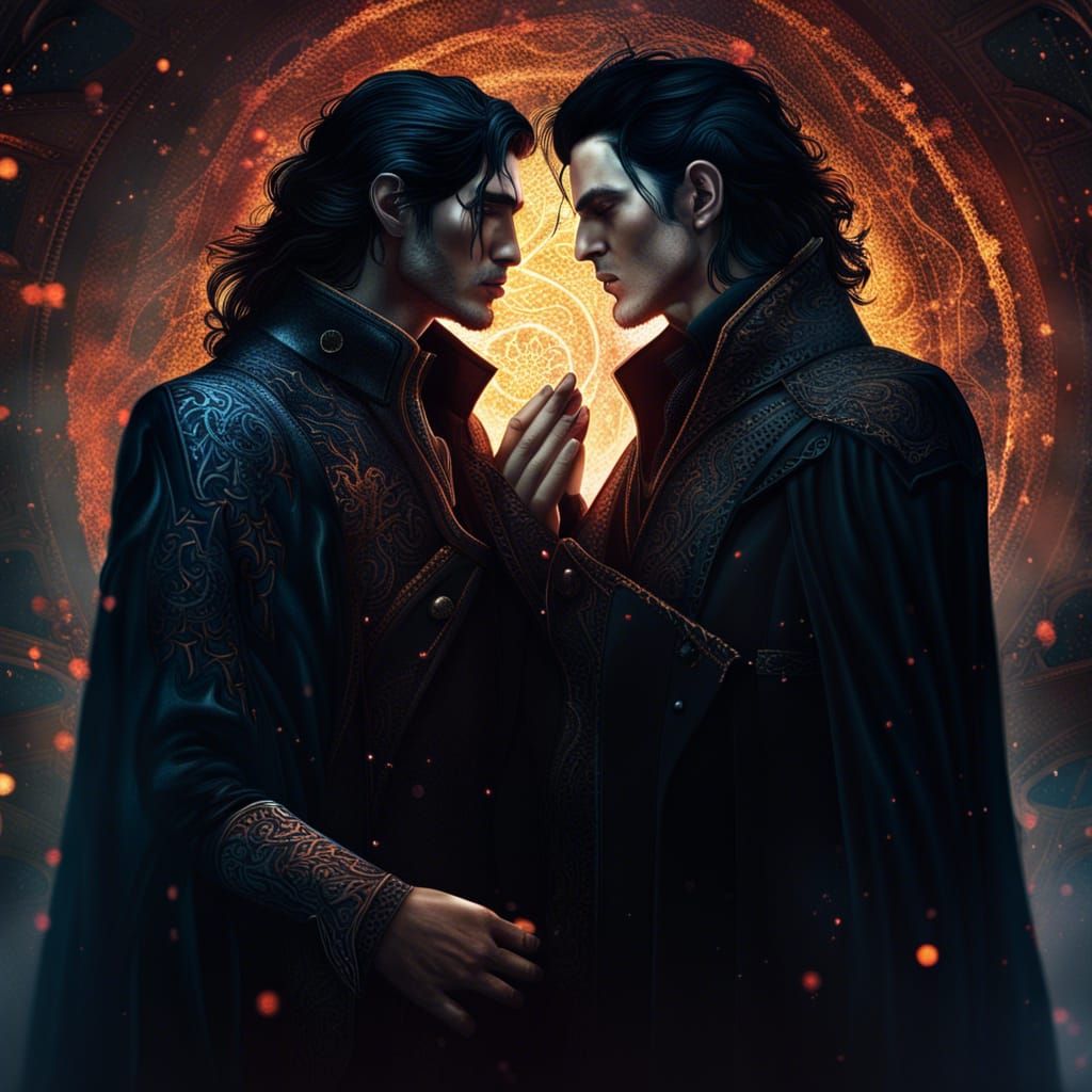 Gothic Wizards' Kiss in Noir Style