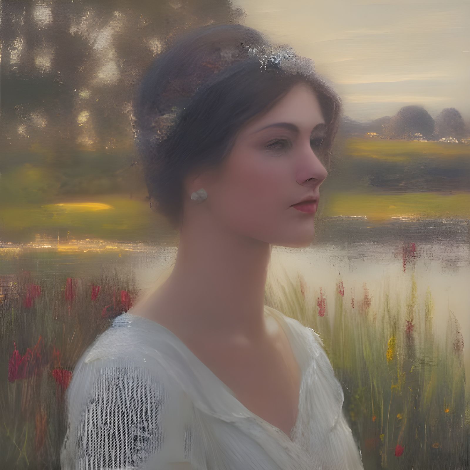 Romantic Portrait in Waterhouse Style, 1960s