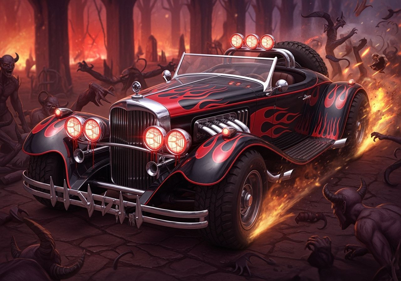 Futuristic Roadster Races Through Hellscape