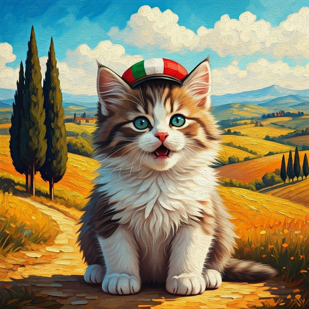 Adorable Animal Speaking Italian in Neo-Impressionist Style
