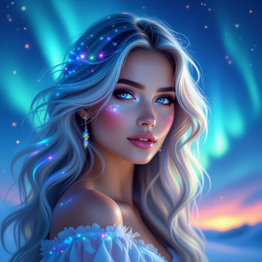 Aurora Beauty: An Art Nouveau Digital Portrait