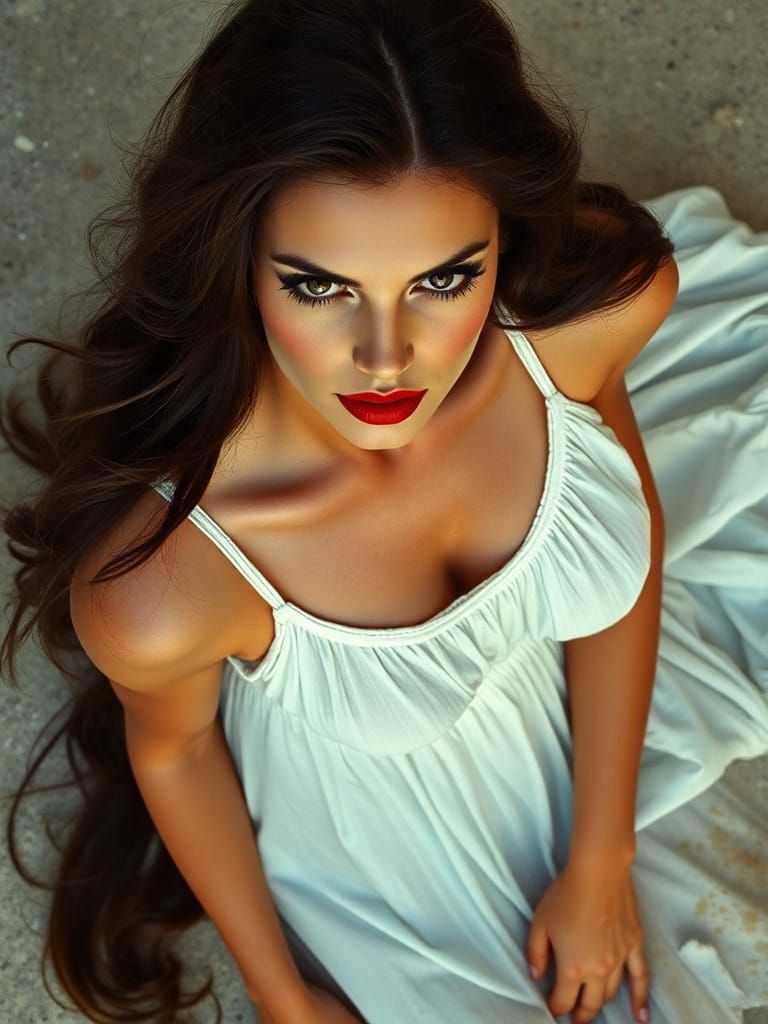 Raquel Welch in White Dress, Impressionist Style