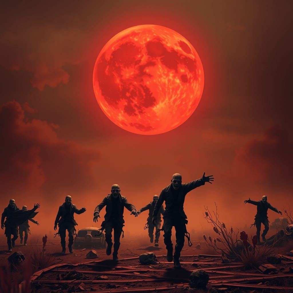 Post-Apocalyptic Blood Moon Ominous Landscape