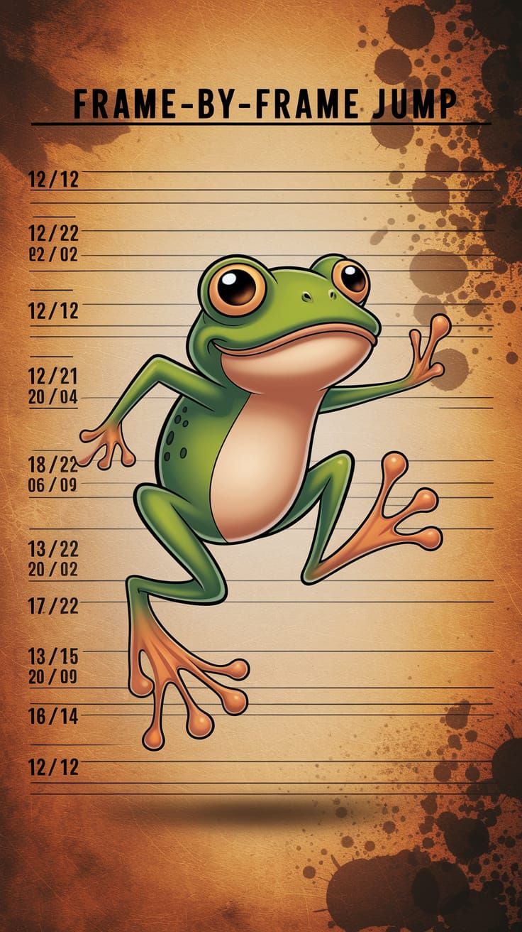 Cartoon Frog in Mid-Leap Animation