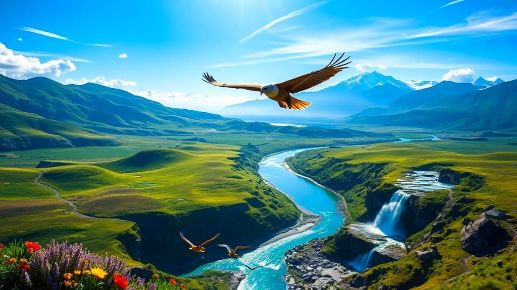 Lush Alpine Landscape from a Helicopter