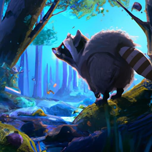 Anime Raccoon in Studio Ghibli Style