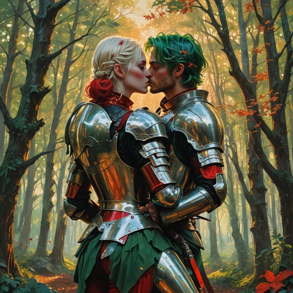 Knights' Kiss in Dystopian Surrealism