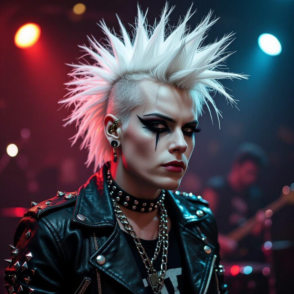 Punk Rocker Portrait in Grunge Comic Style