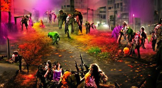 Colorful Halloween Zombie Apocalypse Illustration