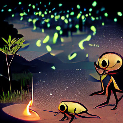 Otherworldly Fireflies Illuminate Alien Landscape