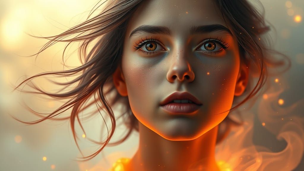 Ethereal Woman with Pulsing Light Aura