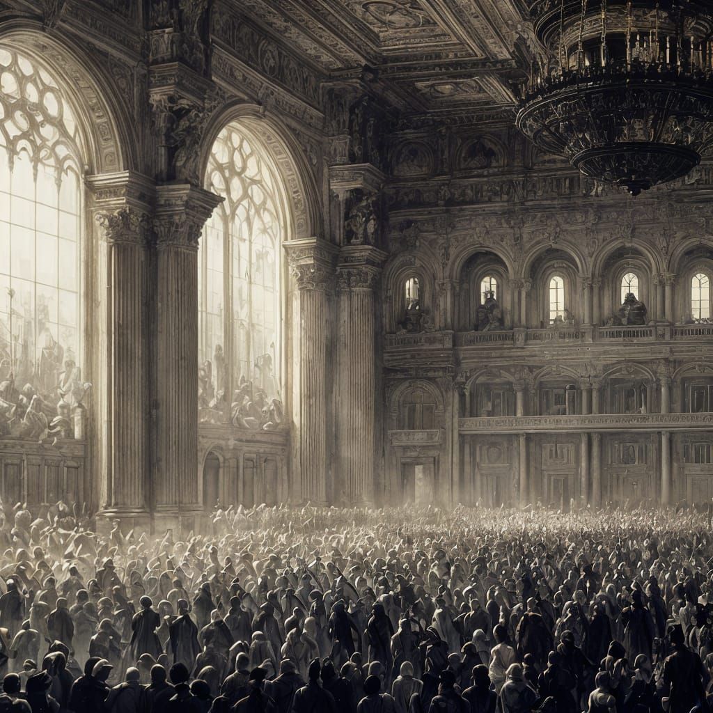 Haunting Grand Ballroom in Gothic Horror Style