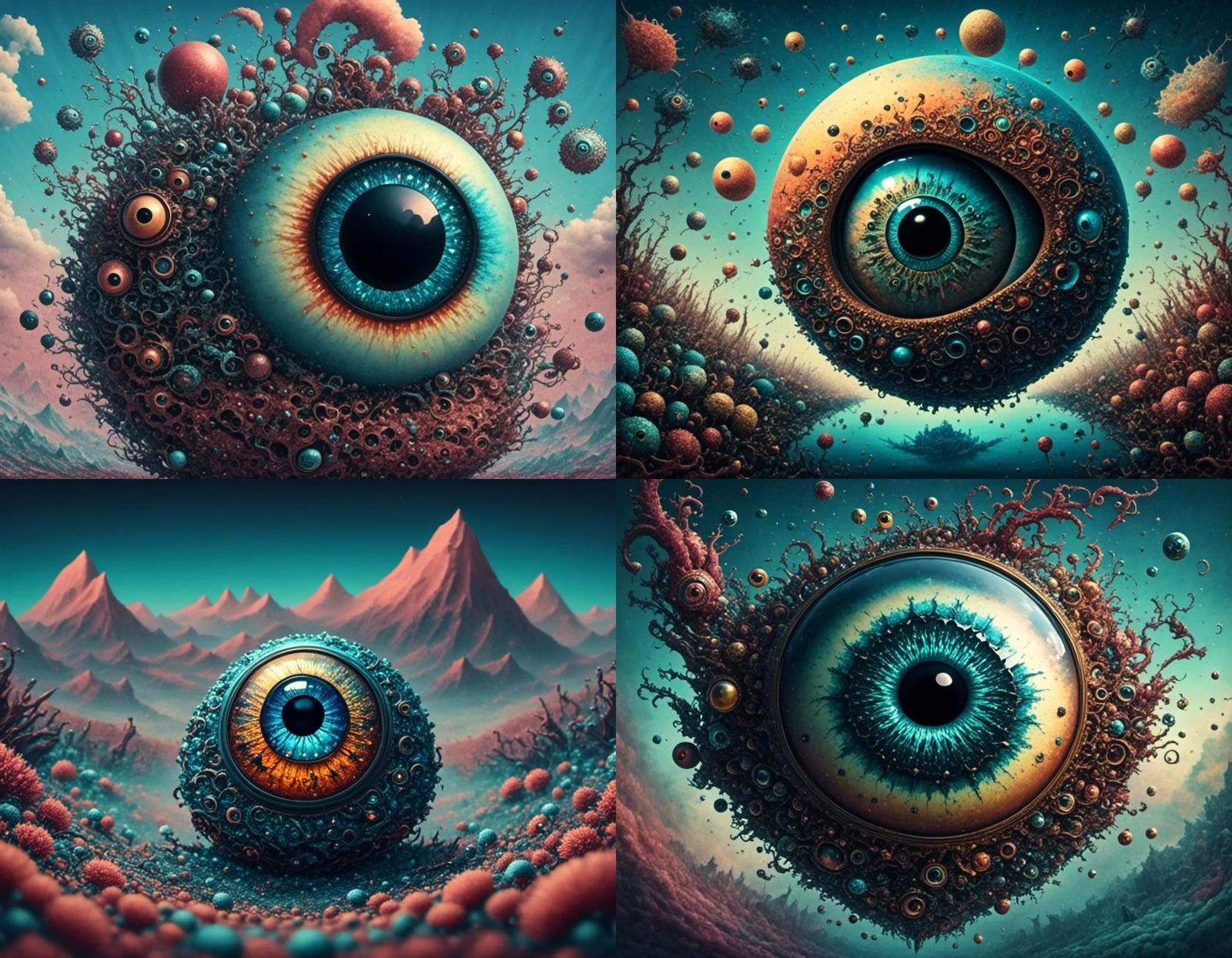 Surreal Eyeball Watches Earth: Digital Art