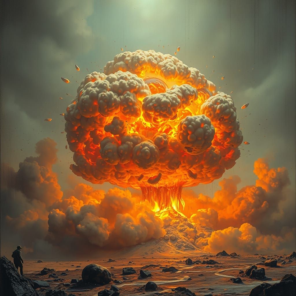 Nuclear Detonation Piñata in a Dark, Horror-Inspired Aesthet...