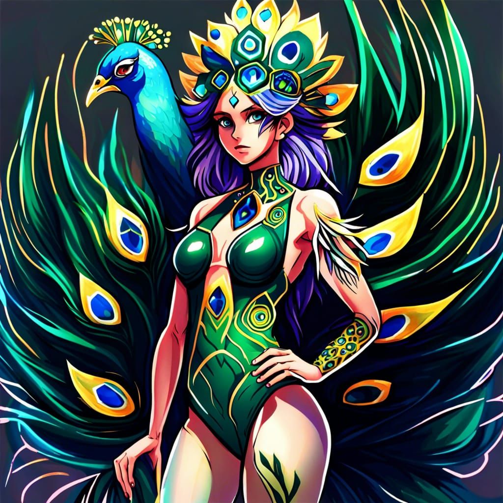 Hera in Fairycore Swimsuit with Peacock Eyes