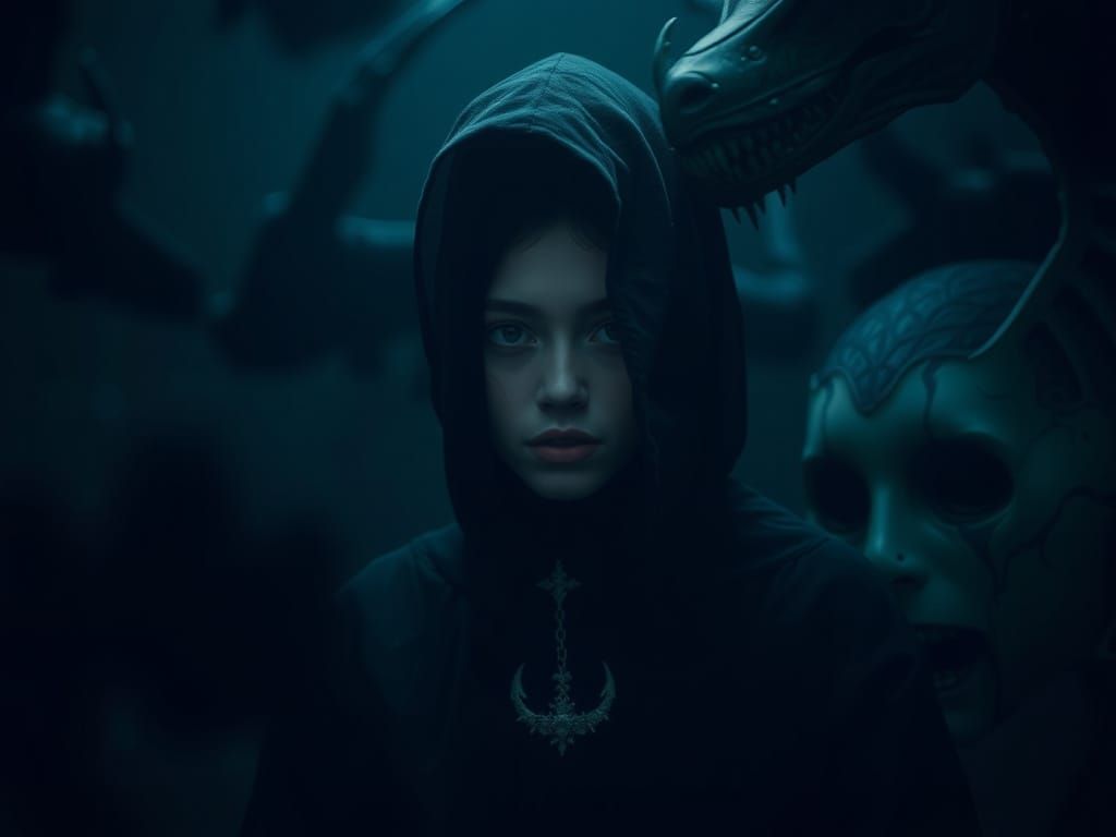 Mysterious Woman in Darkness: A Cinematic Portrait