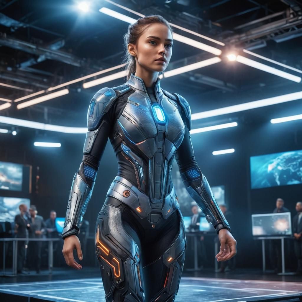 Cybernetic Woman Demonstrates Technological Connection