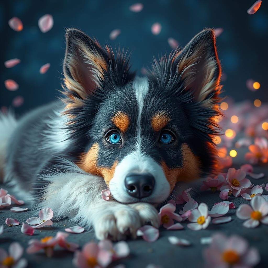 Adorable Border Collie Puppy in Magical Garden