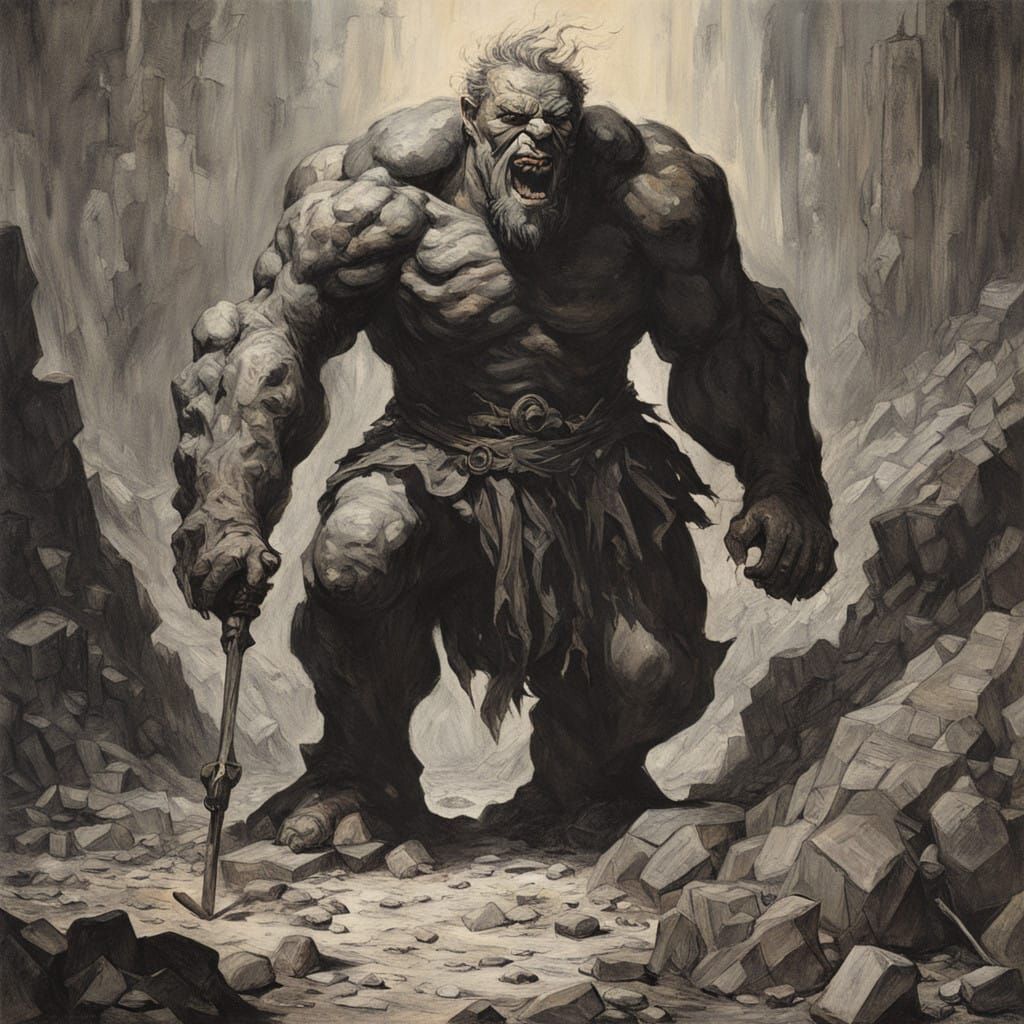 Giant in Dramatic Black-and-White Portrait