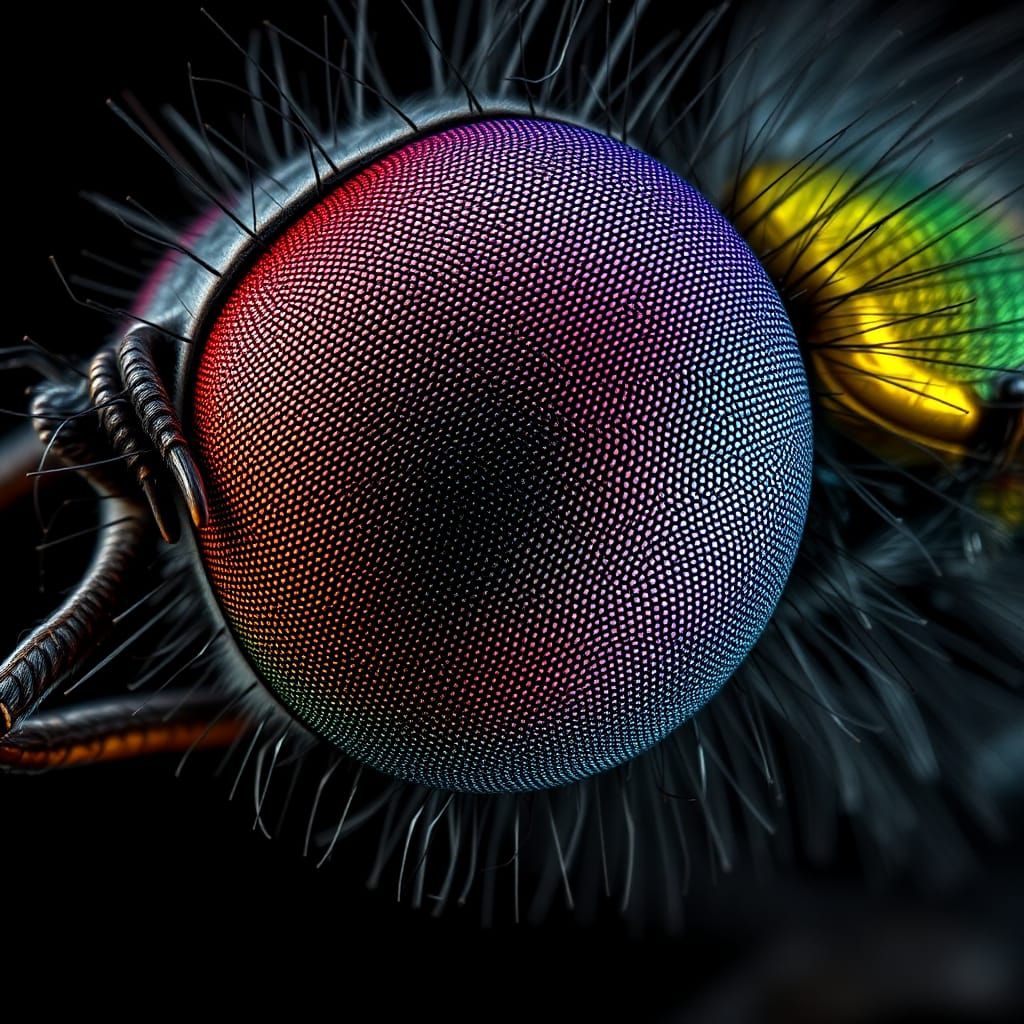detailed image of the eye of a fly seen through an electron microscope