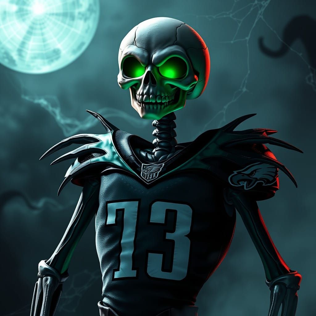 Skeletal King Leads Eagles Charge in Midnight Green